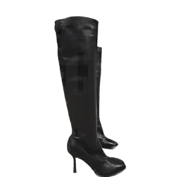 Jeffrey Campbell Black Knee High Leather Boots - Picture 2 of 12